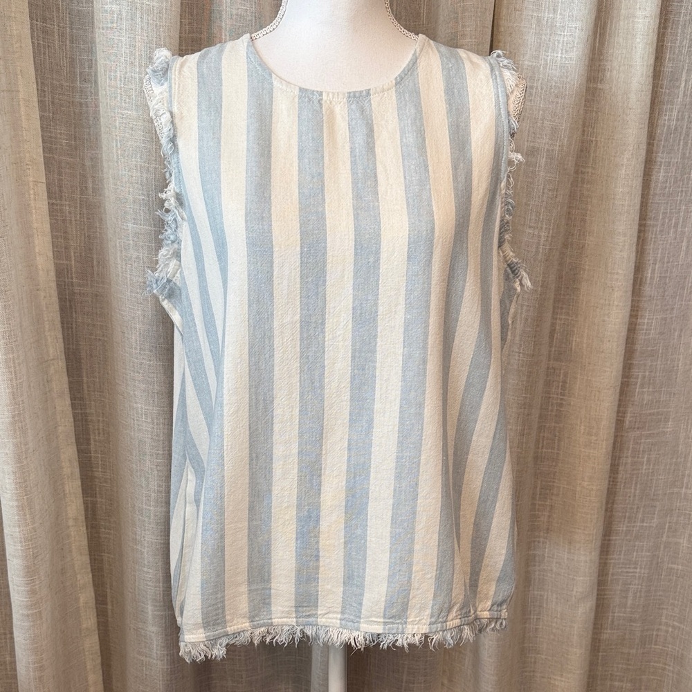 Charlie Paige Blue and White Striped Blouse - Picture 2 of 15